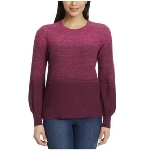 Gloria Vanderbilt Women’s Ombre Crewneck Long Sleeve Sweater Dark Pink XXL NWT